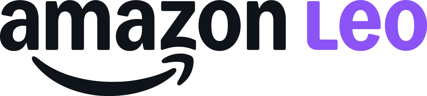 Amazon Leo-Logo mit kleinerem Detail in Grau.